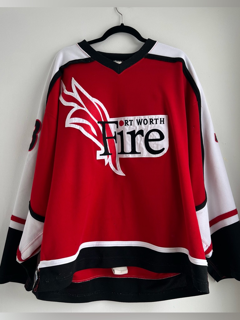Vintage Game Worn Fort Worth Fire Chl Dave Lylyk Hockey Jersey Size 54 Xl